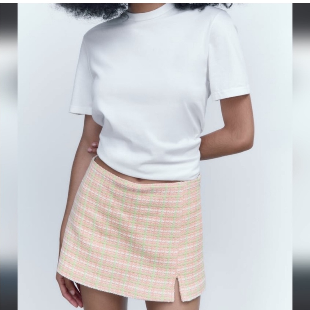 BNWT Zara tweed skirt with front slit XL
